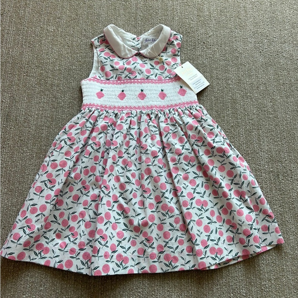 Rachel Riley Floral Pink and White Kids Dress size 4